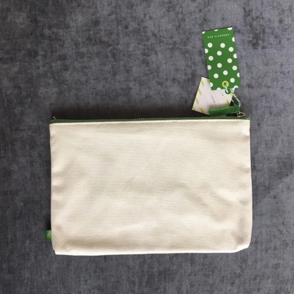 Stay Awesome Make Up Case Clutch Zipper Top Canvas Bag Pouch Green Gift NWT
